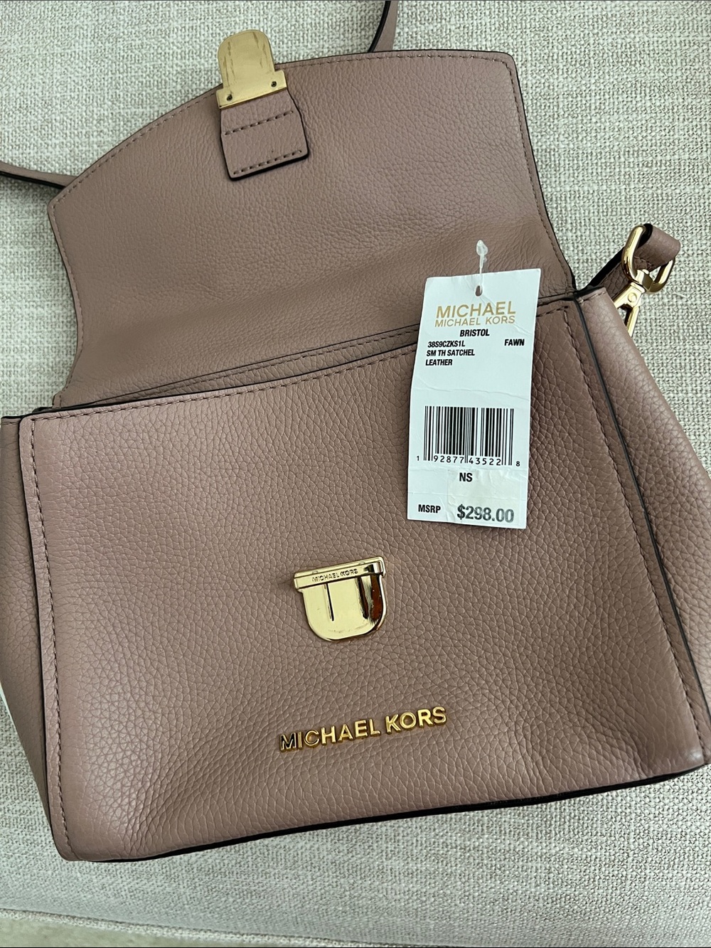 Michael Kors Mauve Brown Leather Top-Handle Satchel with Gold Hardware - Picture 9 of 11